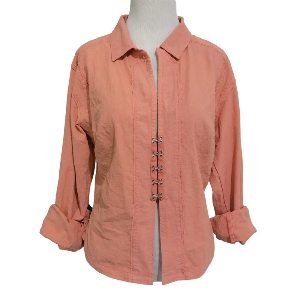 We The Free corset Style Long Sleeve Top Thin Jacket Size Medium Salmon Pink